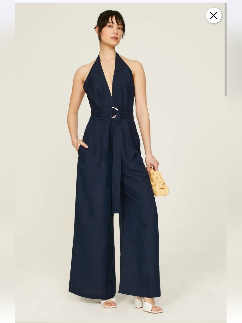 Adam Lippes Navy Halter Jumpsuit Size 0 MSRP $410